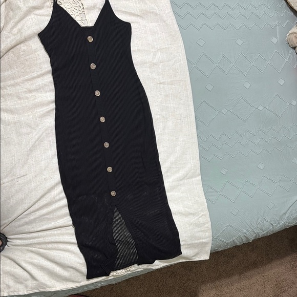 Express Black Ribbed Dress - Picture 1 of 6